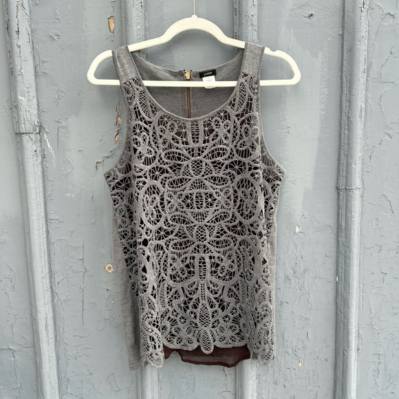 J. Crew Tops - J Crew Merino blend lace front tank, size L